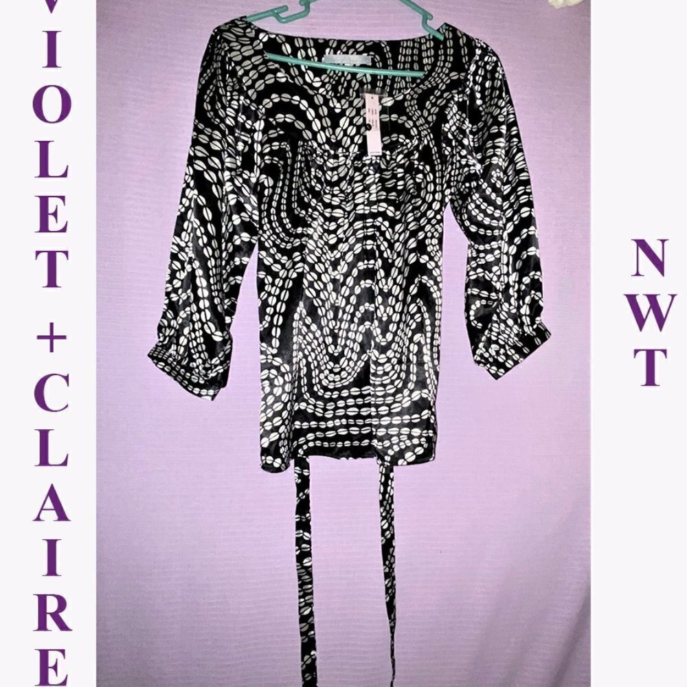 3 tops $25 NEW WITH TAGS VIOLET AND CLAIRE LONG SLEEVE SILK LIKE BLOUSE SIZE M